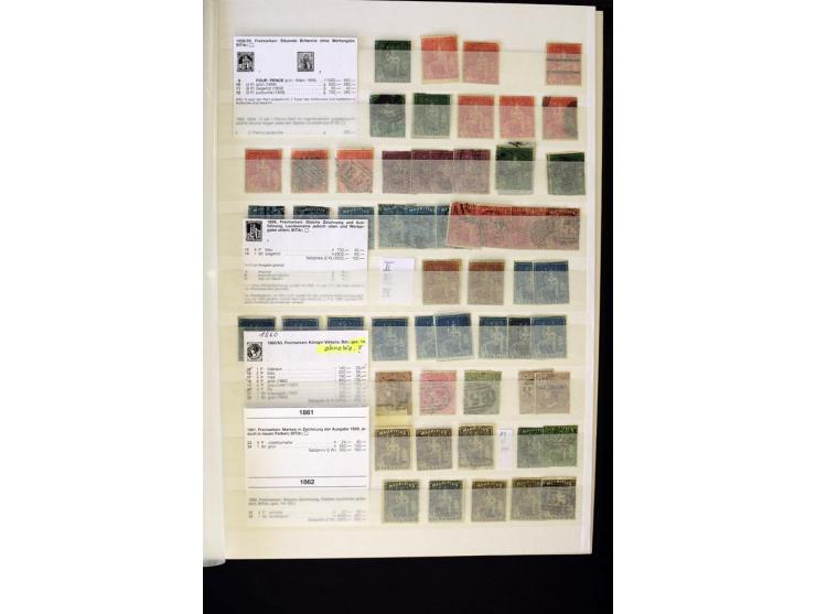 1848/1961, schöne ungebrauchte und gestempelte Sammlung mit gutem Teil Mauritius, dabei u.a. Mi.-Nr. 3IV, 3V, 4III, 4IV, 5I, 