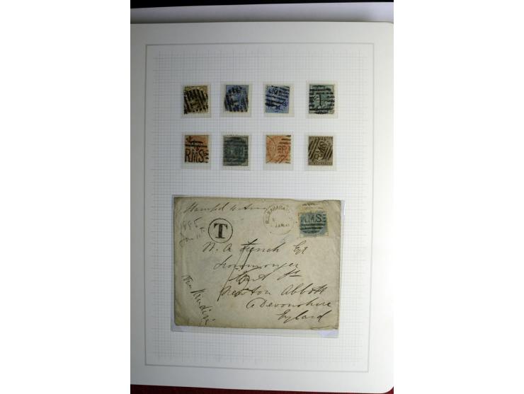 1823/80 (ca.), Stempelsammlung auf rd. 70 Briefen und zahlreichen Marken und Briefstücken, dabei viele interessante Stücke, E