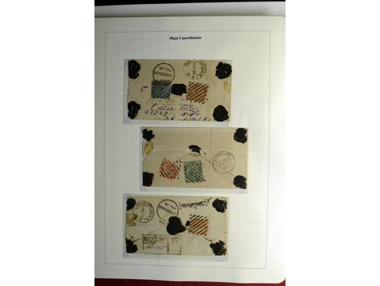 1823/80 (ca.), Stempelsammlung auf rd. 70 Briefen und zahlreichen Marken und Briefstücken, dabei viele interessante Stücke, E