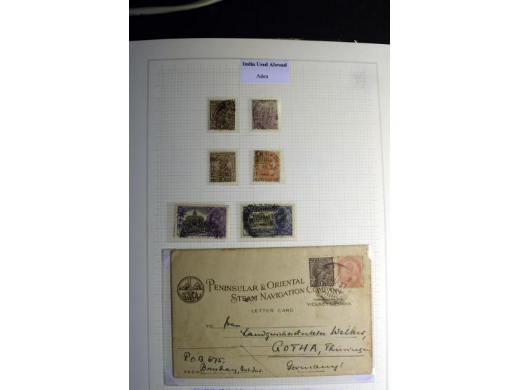 USED ABROAD: 1855/1935 (ca.), interessante Sammlung mit rd. 50 Briefen und Ganzsachen sowie vielen losen Marken und Briefstüc