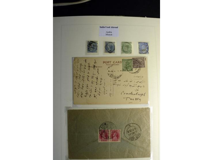 USED ABROAD: 1855/1935 (ca.), interessante Sammlung mit rd. 50 Briefen und Ganzsachen sowie vielen losen Marken und Briefstüc