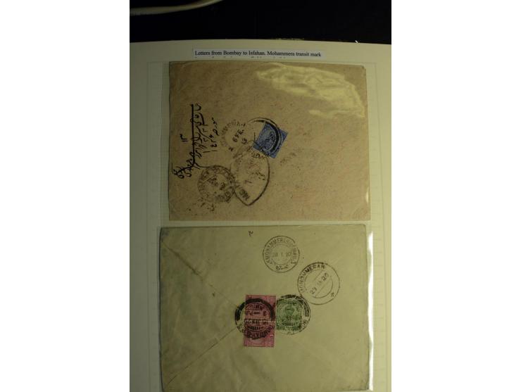 USED ABROAD: 1855/1935 (ca.), interessante Sammlung mit rd. 50 Briefen und Ganzsachen sowie vielen losen Marken und Briefstüc