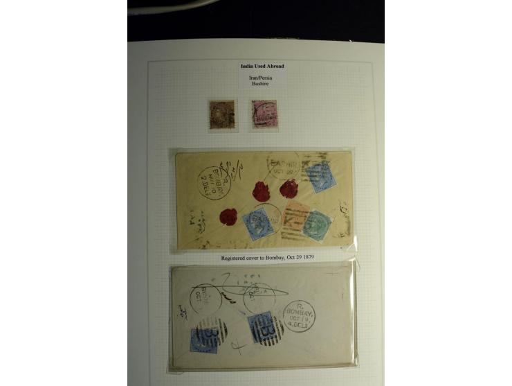 USED ABROAD: 1855/1935 (ca.), interessante Sammlung mit rd. 50 Briefen und Ganzsachen sowie vielen losen Marken und Briefstüc