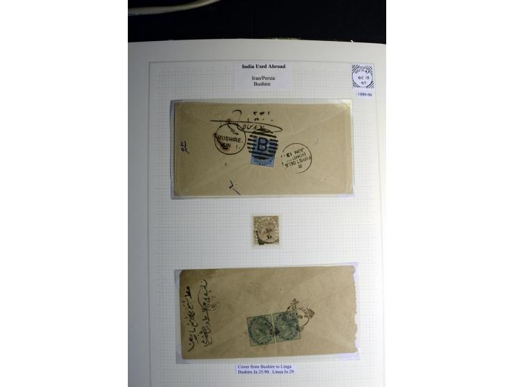 USED ABROAD: 1855/1935 (ca.), interessante Sammlung mit rd. 50 Briefen und Ganzsachen sowie vielen losen Marken und Briefstüc