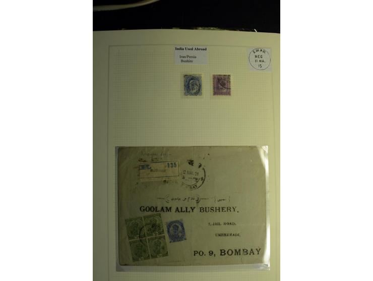 USED ABROAD: 1855/1935 (ca.), interessante Sammlung mit rd. 50 Briefen und Ganzsachen sowie vielen losen Marken und Briefstüc