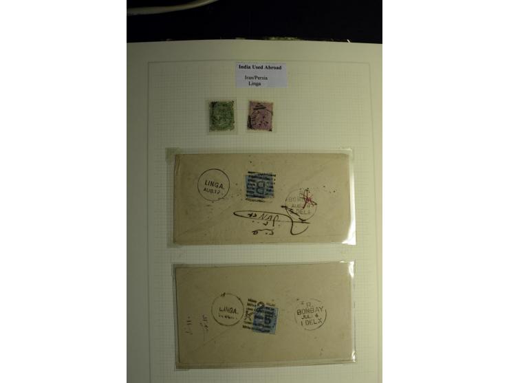 USED ABROAD: 1855/1935 (ca.), interessante Sammlung mit rd. 50 Briefen und Ganzsachen sowie vielen losen Marken und Briefstüc
