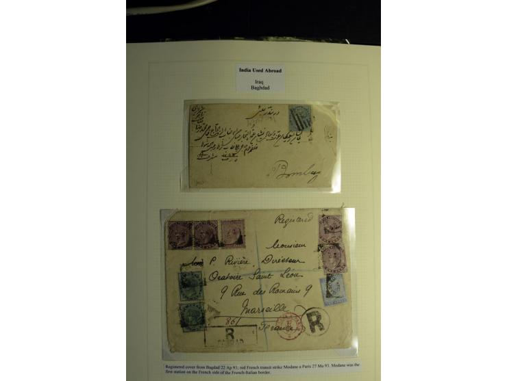 USED ABROAD: 1855/1935 (ca.), interessante Sammlung mit rd. 50 Briefen und Ganzsachen sowie vielen losen Marken und Briefstüc