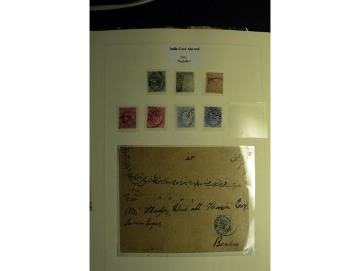 USED ABROAD: 1855/1935 (ca.), interessante Sammlung mit rd. 50 Briefen und Ganzsachen sowie vielen losen Marken und Briefstüc