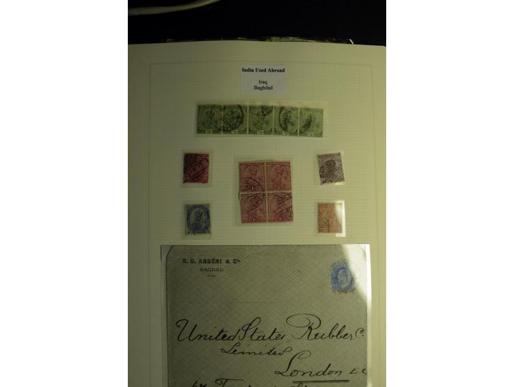 USED ABROAD: 1855/1935 (ca.), interessante Sammlung mit rd. 50 Briefen und Ganzsachen sowie vielen losen Marken und Briefstüc
