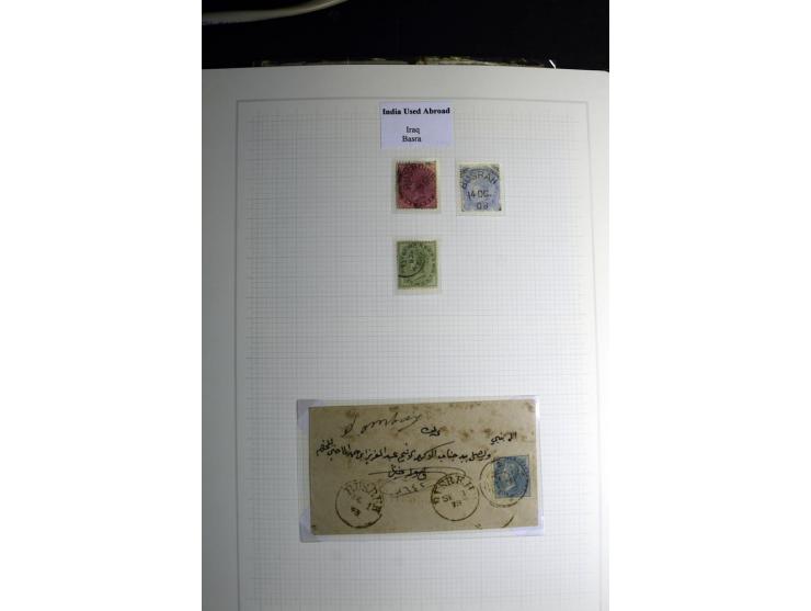 USED ABROAD: 1855/1935 (ca.), interessante Sammlung mit rd. 50 Briefen und Ganzsachen sowie vielen losen Marken und Briefstüc