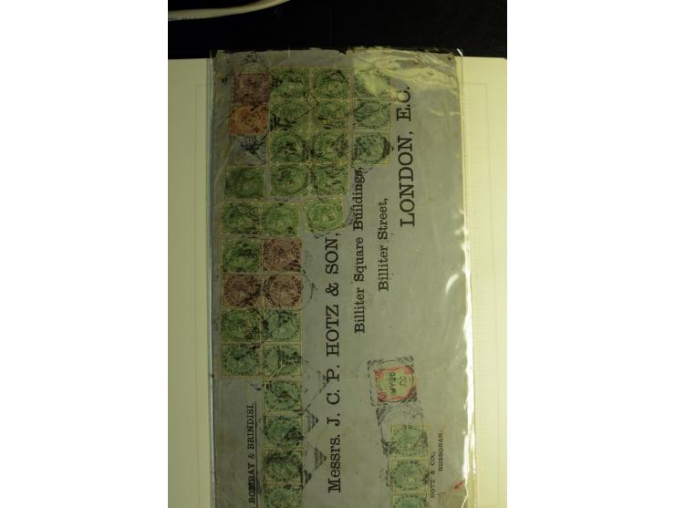 USED ABROAD: 1855/1935 (ca.), interessante Sammlung mit rd. 50 Briefen und Ganzsachen sowie vielen losen Marken und Briefstüc