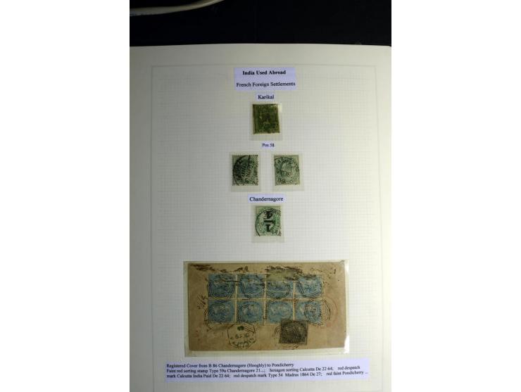 USED ABROAD: 1855/1935 (ca.), interessante Sammlung mit rd. 50 Briefen und Ganzsachen sowie vielen losen Marken und Briefstüc