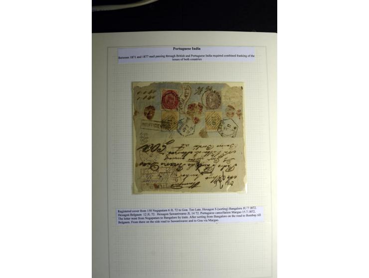 USED ABROAD: 1855/1935 (ca.), interessante Sammlung mit rd. 50 Briefen und Ganzsachen sowie vielen losen Marken und Briefstüc