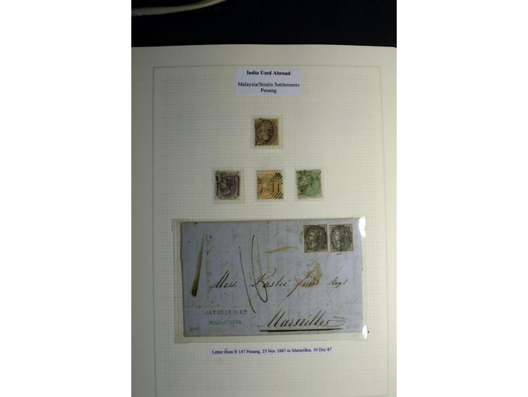 USED ABROAD: 1855/1935 (ca.), interessante Sammlung mit rd. 50 Briefen und Ganzsachen sowie vielen losen Marken und Briefstüc