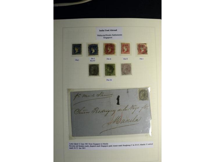 USED ABROAD: 1855/1935 (ca.), interessante Sammlung mit rd. 50 Briefen und Ganzsachen sowie vielen losen Marken und Briefstüc