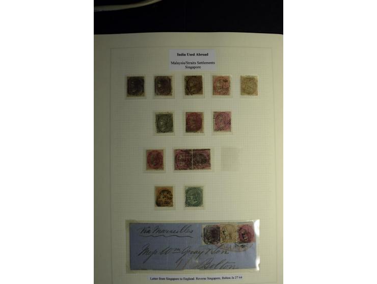 USED ABROAD: 1855/1935 (ca.), interessante Sammlung mit rd. 50 Briefen und Ganzsachen sowie vielen losen Marken und Briefstüc