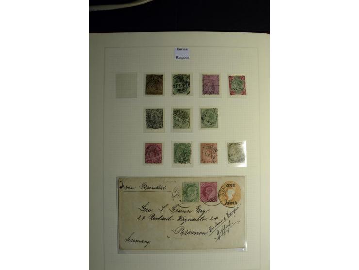 USED ABROAD: 1855/1935 (ca.), interessante Sammlung mit rd. 50 Briefen und Ganzsachen sowie vielen losen Marken und Briefstüc