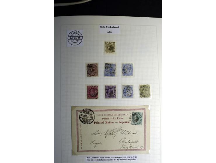 USED ABROAD: 1855/1935 (ca.), interessante Sammlung mit rd. 50 Briefen und Ganzsachen sowie vielen losen Marken und Briefstüc