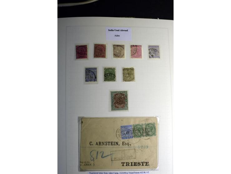 USED ABROAD: 1855/1935 (ca.), interessante Sammlung mit rd. 50 Briefen und Ganzsachen sowie vielen losen Marken und Briefstüc
