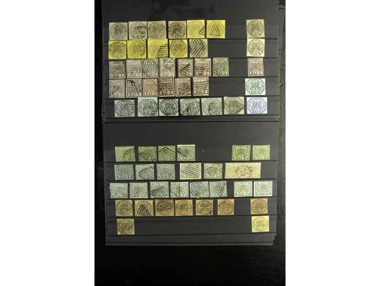 1852/63, interessante ungebrauchte und gestempelte Partie auf Steckkarten, dabei ein guter Teil Sizilien und Toskana, dazu et