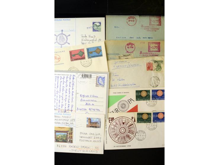 1876/1990 (ca.), interessanter Posten mit über 120 Briefen, Karten und Ganzsachen mit Schwerpunkt vor 1945, dabei viele Bild-