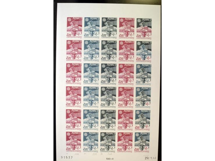 1962/91, ungezähnte Farbprobedrucke in kompletten Bogen, nur komplette CEPT-Ausgaben, postfrisch, 2 Stück mit Stempel des Pos