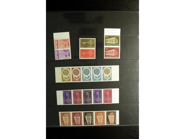 1962/95, postfrische Sammlung ungezähnter Farbproben, meist in 5er-Streifen verschiedener Farben; insgesamt 145 Werte