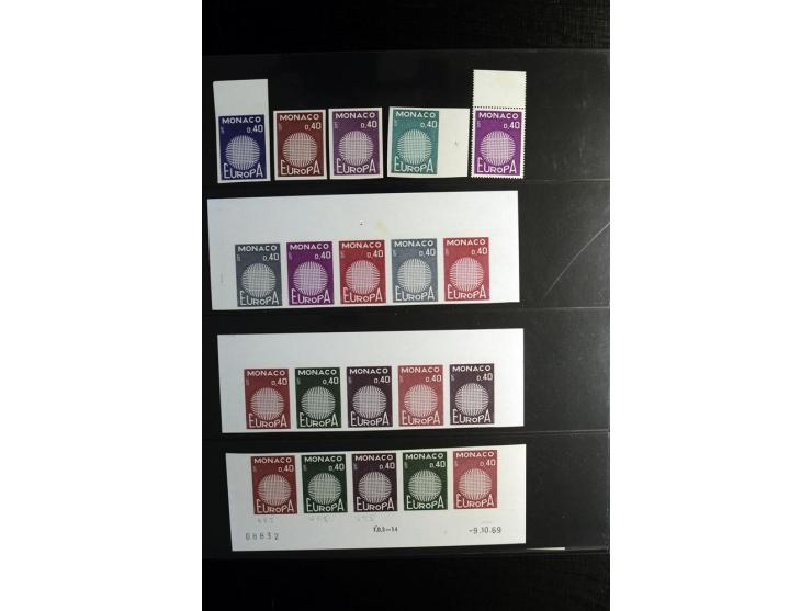 1962/95, postfrische Sammlung ungezähnter Farbproben, meist in 5er-Streifen verschiedener Farben; insgesamt 145 Werte
