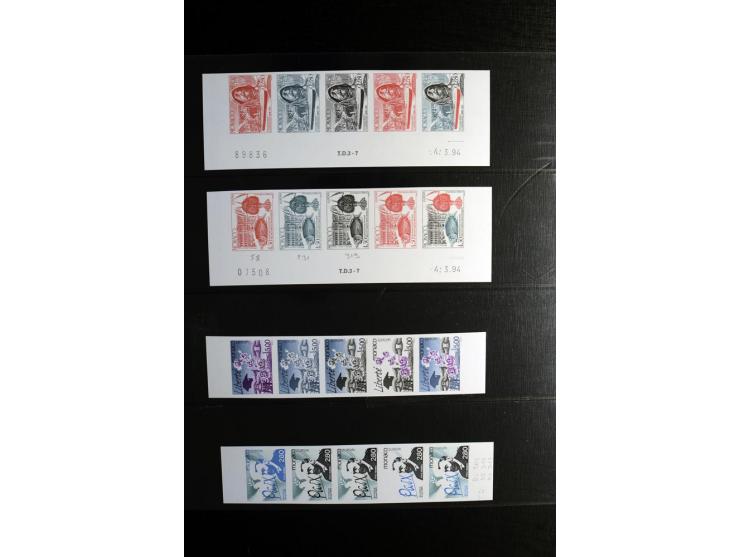 1962/95, postfrische Sammlung ungezähnter Farbproben, meist in 5er-Streifen verschiedener Farben; insgesamt 145 Werte