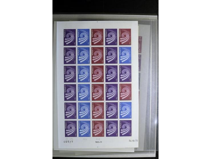 1966/73, CEPT-Ausgaben 1966-67 und 1970-73 jeweils im ungezähnten Farbprobedruck-Bogen, 1966 2 verschiedene, postfrisch, insg