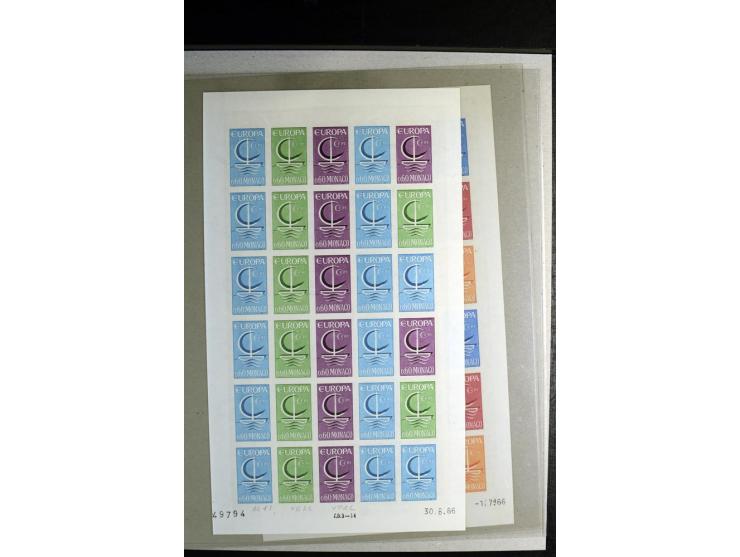 1966/73, CEPT-Ausgaben 1966-67 und 1970-73 jeweils im ungezähnten Farbprobedruck-Bogen, 1966 2 verschiedene, postfrisch, insg