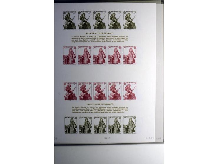 1974/94, Spezial-Sammlung von Probedrucken der Block-Ausgabe, ab 1978 in Form von Doppelblocks, teils 2 oder 3 pro Jahr in un