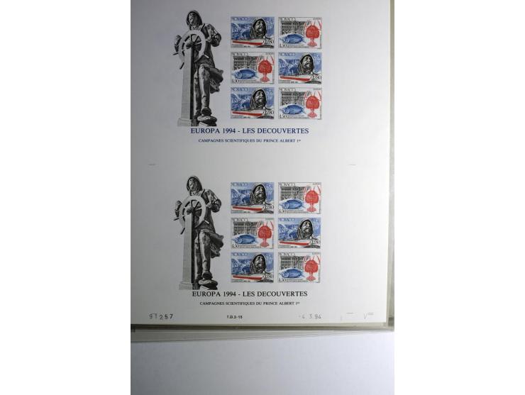1974/94, Spezial-Sammlung von Probedrucken der Block-Ausgabe, ab 1978 in Form von Doppelblocks, teils 2 oder 3 pro Jahr in un