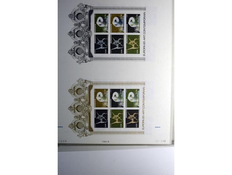 1974/94, Spezial-Sammlung von Probedrucken der Block-Ausgabe, ab 1978 in Form von Doppelblocks, teils 2 oder 3 pro Jahr in un