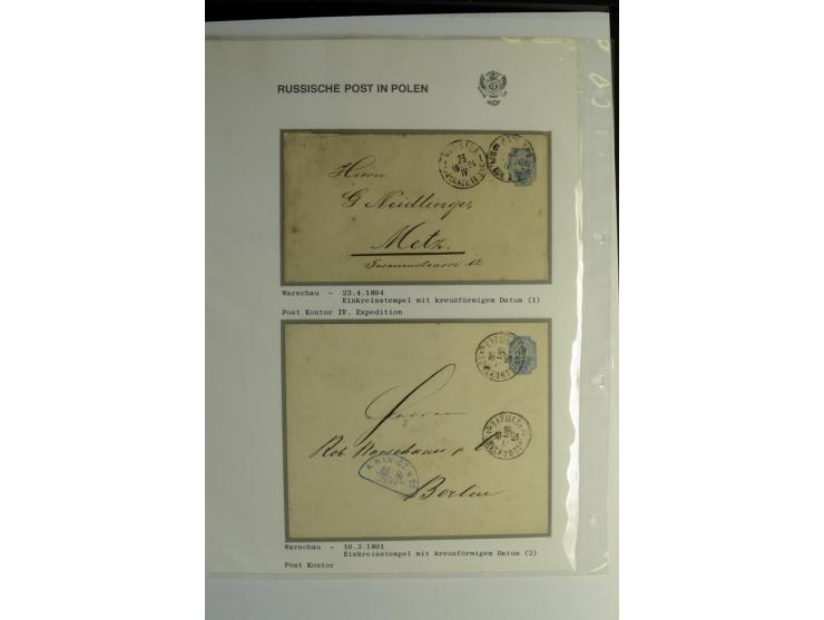 RUSSISCHE POST IN POLEN: 1839/1913, sehr interessante Sammlung mit über 90 Briefen und Karten ab Vorphila, dabei verschiedene