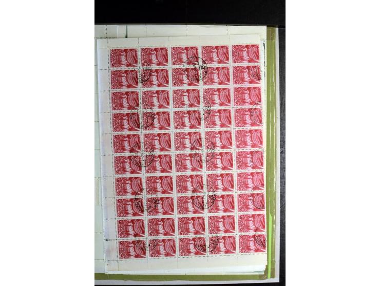 1946/49, gestempelte Partie Bogen(teile), dabei Mi.-Nr. 1288-89, 1290-91, 1295-96, 1309-10, 1311-13, 1316-170, 1327, 1343-44 