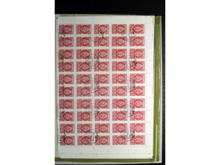 1946/49, gestempelte Partie Bogen(teile), dabei Mi.-Nr. 1288-89, 1290-91, 1295-96, 1309-10, 1311-13, 1316-170, 1327, 1343-44 