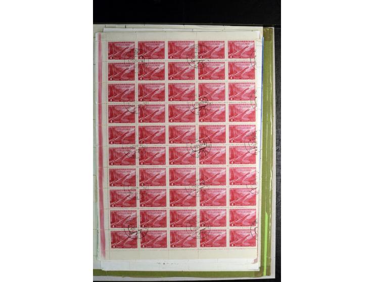1946/49, gestempelte Partie Bogen(teile), dabei Mi.-Nr. 1288-89, 1290-91, 1295-96, 1309-10, 1311-13, 1316-170, 1327, 1343-44 