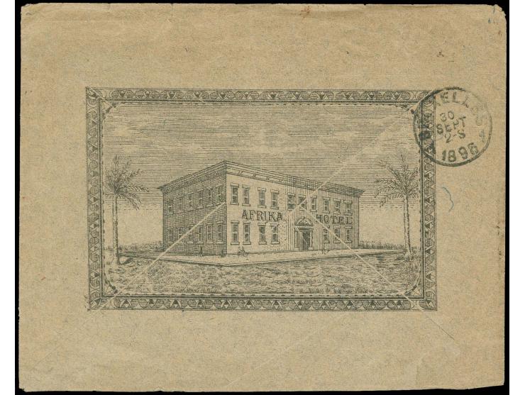 1894, 2½ a. on 25c. on lilacrose with cds. "ZANZIBAR 10 SEPT 96" on cover with Hotel Advertising on reverse to Brussels, smal