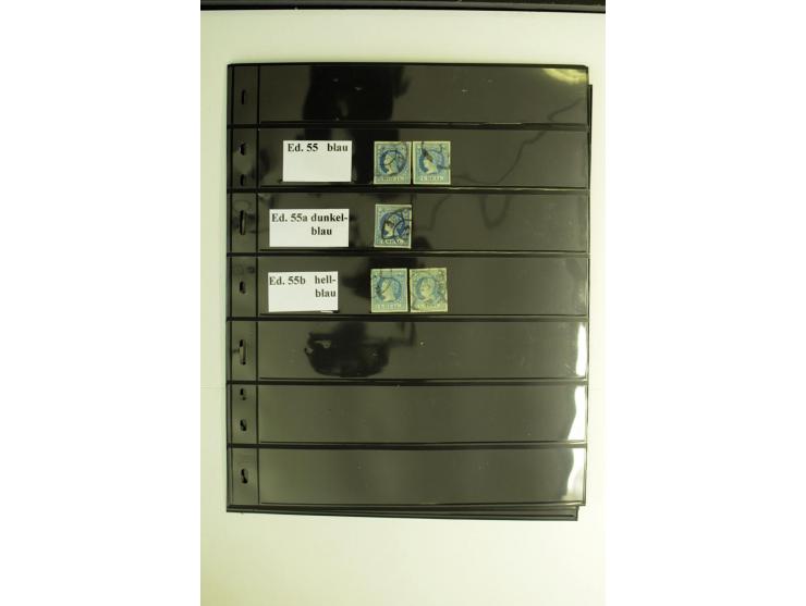 1850/67, Isabella, spezialisierte gestempelte Sammlung mit verschiedenen Farben bzw. Typen nach Edifil gesammelt, insgesamt s