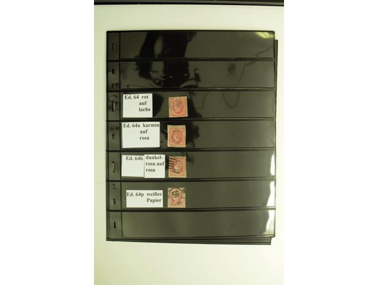 1850/67, Isabella, spezialisierte gestempelte Sammlung mit verschiedenen Farben bzw. Typen nach Edifil gesammelt, insgesamt s