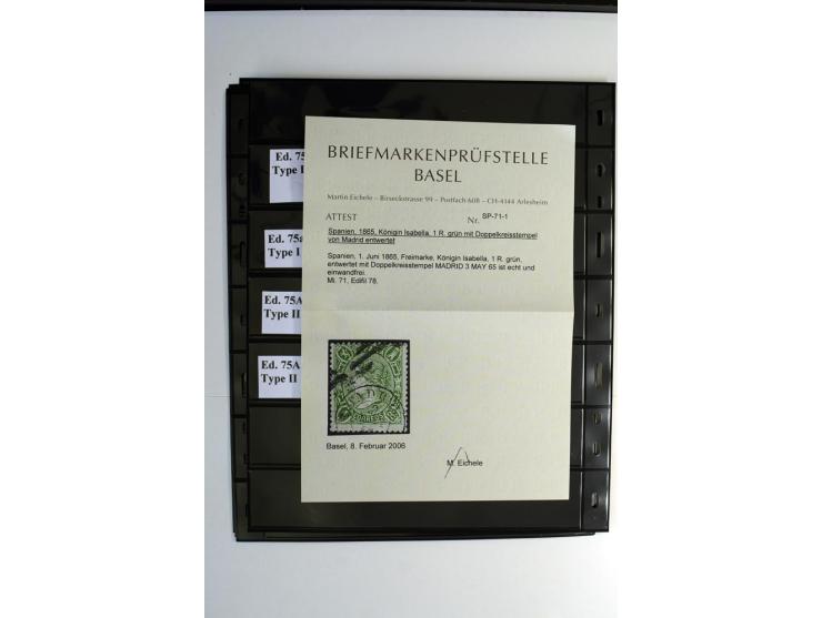 1850/67, Isabella, spezialisierte gestempelte Sammlung mit verschiedenen Farben bzw. Typen nach Edifil gesammelt, insgesamt s