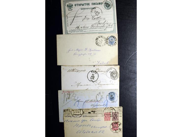 BALTIKUM: 1815/1914, 15 Vorphilabriefe dabei "Post Lenzenhof", sowie 25 Ganzsachen, dabei Doppelkarten, eingeschriebene Karte