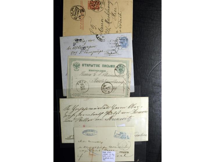 BALTIKUM: 1815/1914, 15 Vorphilabriefe dabei "Post Lenzenhof", sowie 25 Ganzsachen, dabei Doppelkarten, eingeschriebene Karte
