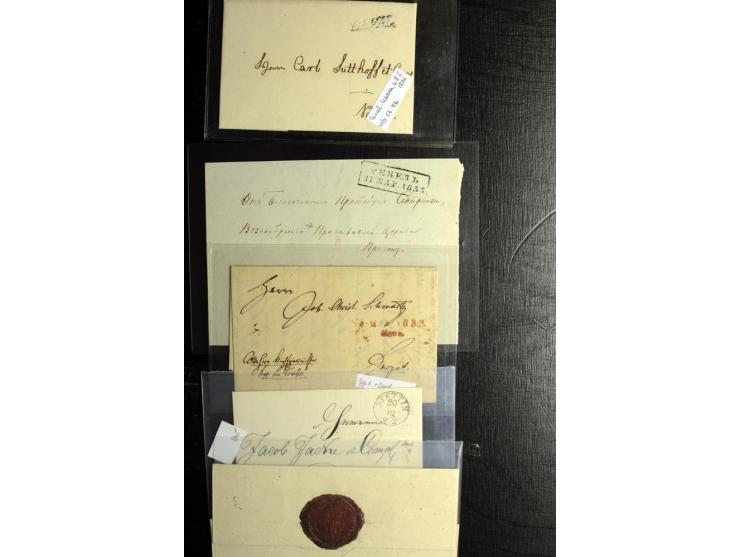 BALTIKUM: 1815/1914, 15 Vorphilabriefe dabei "Post Lenzenhof", sowie 25 Ganzsachen, dabei Doppelkarten, eingeschriebene Karte