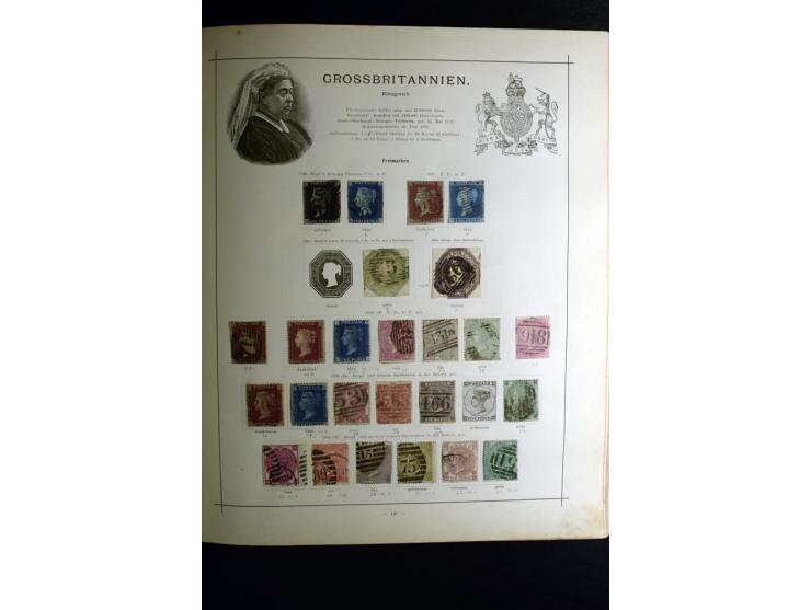 1840/90, ungebrauchte und gestempelte reichhaltige Sammlung mit vielen guten Werten und Sätzen, besonders bei Europa, aber au