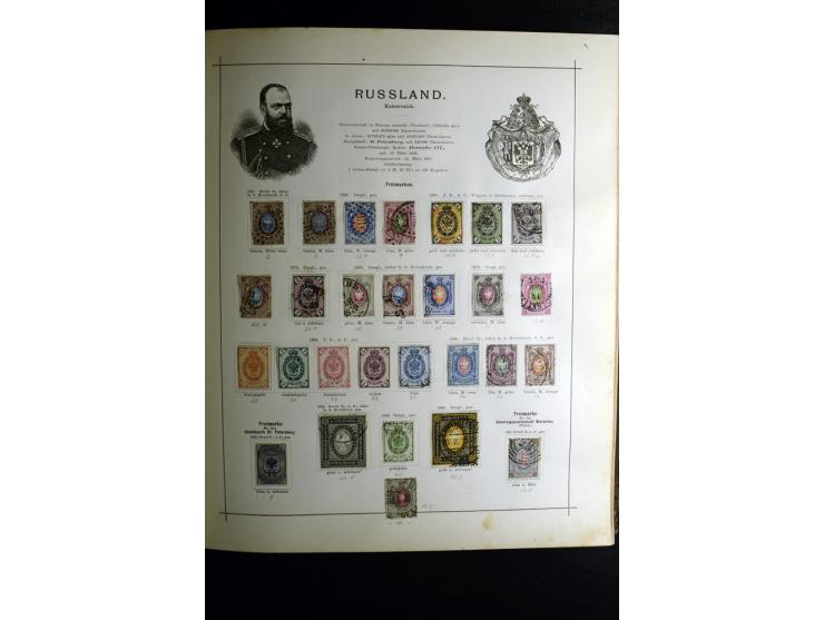 1840/90, ungebrauchte und gestempelte reichhaltige Sammlung mit vielen guten Werten und Sätzen, besonders bei Europa, aber au