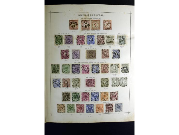 1840/90, ungebrauchte und gestempelte reichhaltige Sammlung mit vielen guten Werten und Sätzen, besonders bei Europa, aber au