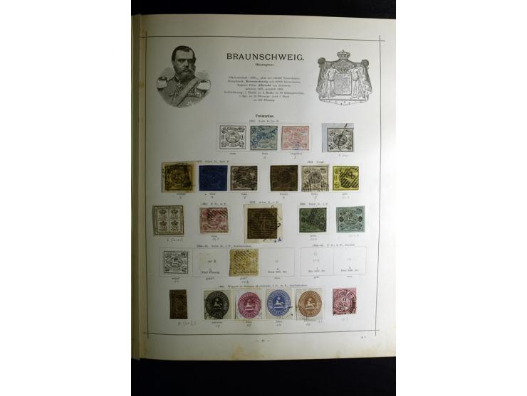 1840/90, ungebrauchte und gestempelte reichhaltige Sammlung mit vielen guten Werten und Sätzen, besonders bei Europa, aber au