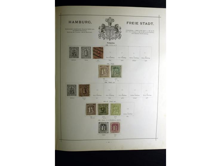 1840/90, ungebrauchte und gestempelte reichhaltige Sammlung mit vielen guten Werten und Sätzen, besonders bei Europa, aber au